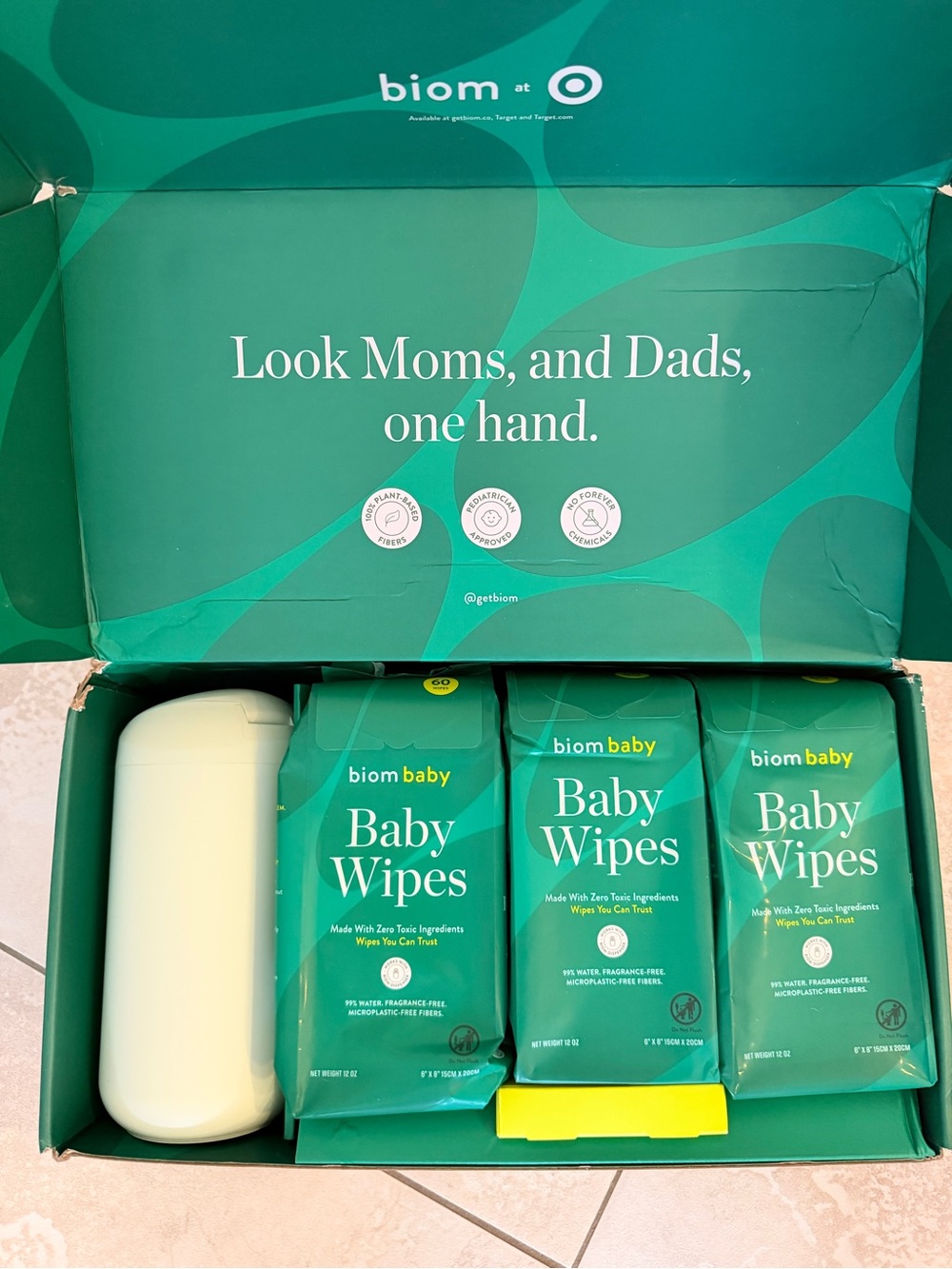 biom baby Baby Wipes 6 Pack + Dispenser